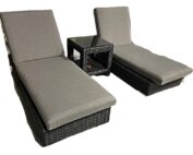 The Trillium’s bold, cubic frame is a striking addition to any outdoor space. Glossy, black wicker is made with premium, all-weather HDPE that’s hardy and resists fading and warping, so the colours look fresh and vibrant year after year. This bestselling collection has a timeless, subtly modern style that’s perfect to refresh your patio. A thick grey sunbrella cushion completes the chaise.